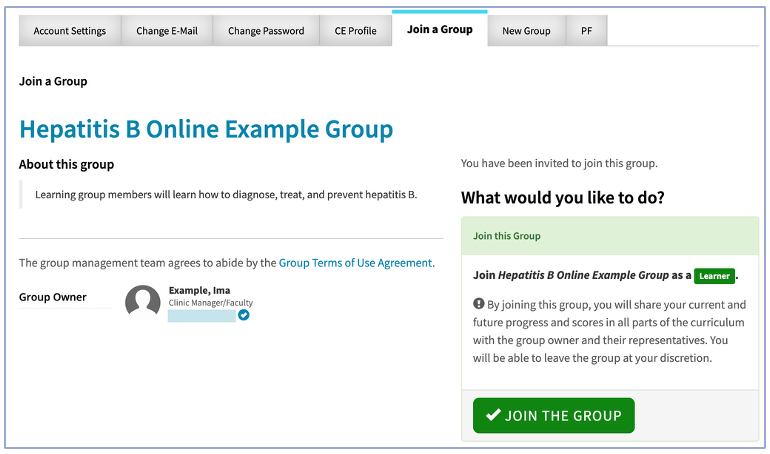 Join a group interface